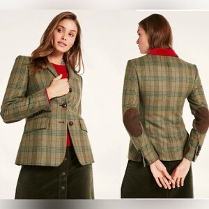 Brooks Brothers Lambswool Plaid equestrian riding Jacket blazer elbow patch 4